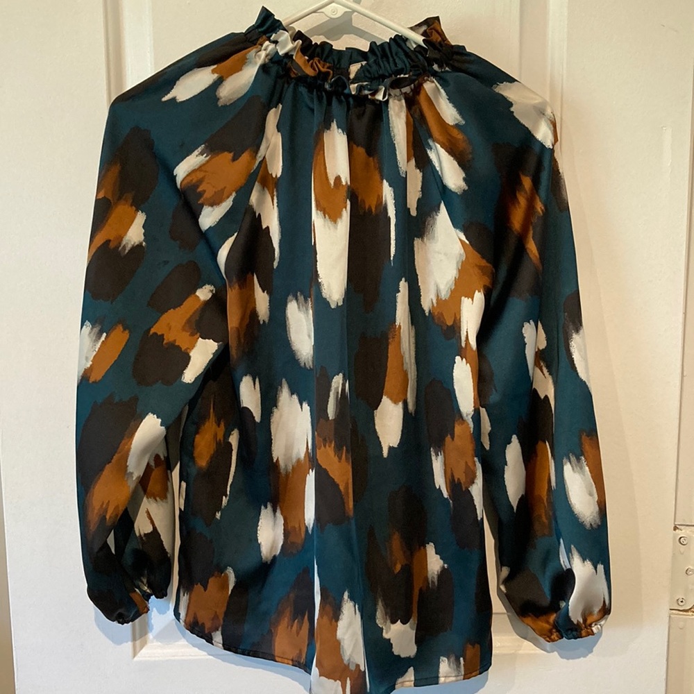 Ann Taylor Petite Blouse with Ruffled Neckline